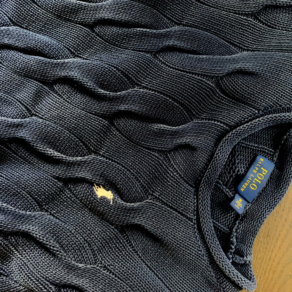 POLO Ralph Lauren Chunky Cable Knit Sweater, distressed navy Women’s M